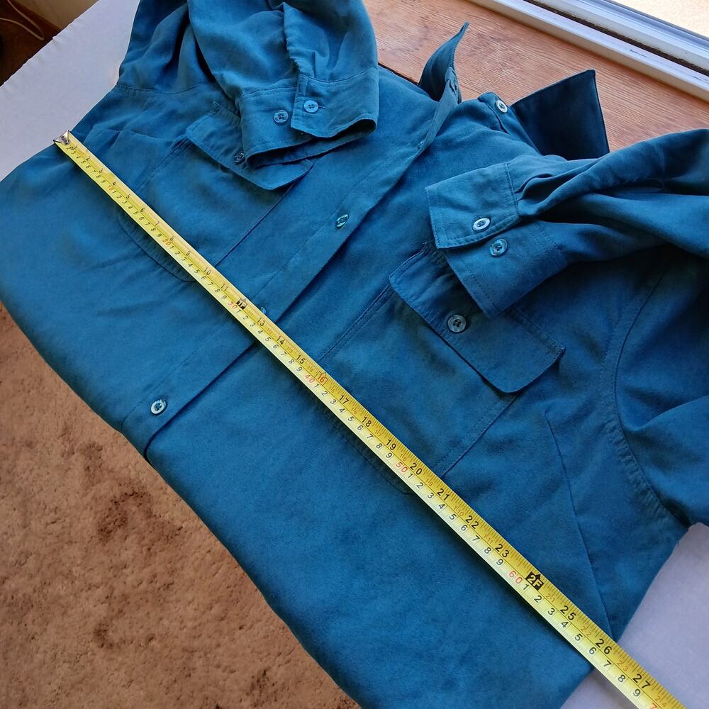 Roaman's Faux Suede Button Front Shirt 20W midnight teal overshirt top shacket - Picture 10 of 13